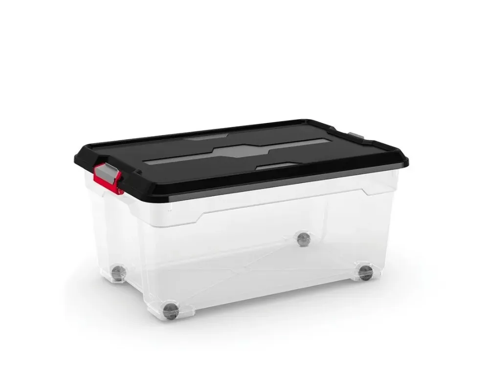 Plastový úložný box Moover box L, objem 45l, 58 x 38 x 27 (výška) cm, černé víko | Speciální nabídka