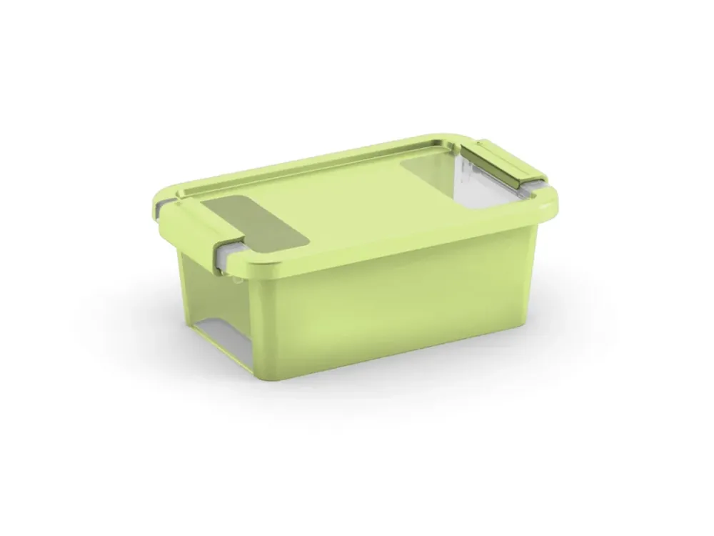 Nízká cena - Plastový úložný box BI, objem 3l, 26,5 x 16 x 10 (výška) cm, zelený