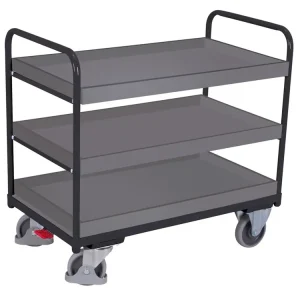 Policový vozík, do 250 kg, 3 police s ohraněním, Variofit, ložná plocha 96 x 65 cm, do 250 kg, modrá/antracit | Premium