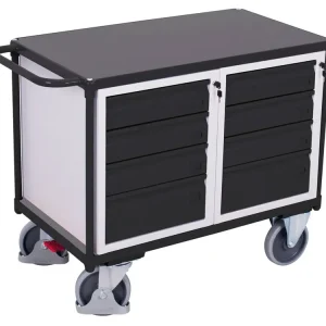 Rychlé odeslání - Dílenský vozík, 8 zásuvek, Variofit, do 500 kg, š x h x v 119 x 60 x 93 cm, modrá/antracit