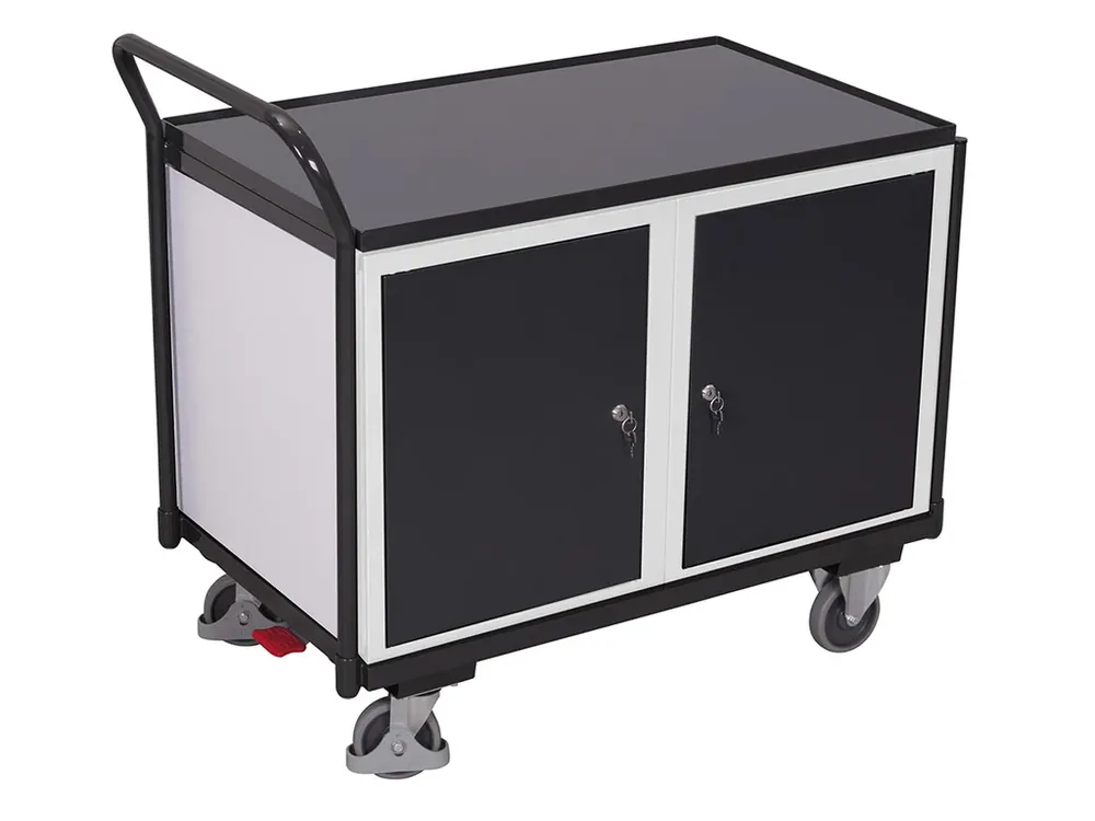 Zbývá pár kusů | Dílenský vozík, 2 skříňky, Variofit, do 250 kg, š x h x v 112,5 x 62,5 x 101 cm, modrá/antracit