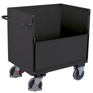Plechový uzavíratelný skříňový vozík, 1 sklopná stěna, Variofit, ložná plocha 99 x 69 cm, do 500 kg, modrá/antracit - Expresní doručení