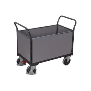 Výhodný nákup | Plošinový vozík se dvěma madly a bočními stěnami s plnou výplní, Variofit, ložná plocha 120 x 75 cm, do 500 kg, modrá/antracit