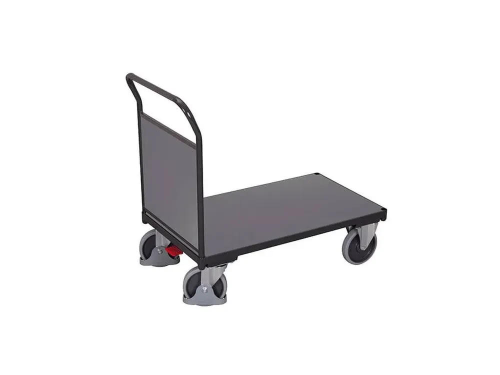 Plošinový vozík s madlem, plná výplň, Variofit, ložná plocha 123 x 80 cm, do 500 kg, modrá/antracit - Vysoká kvalita