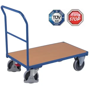 Plošinový vozík s madlem, Variofit, ložná plocha 123 x 80 cm, do 500 kg, modrá/antracit | Cena od výrobce