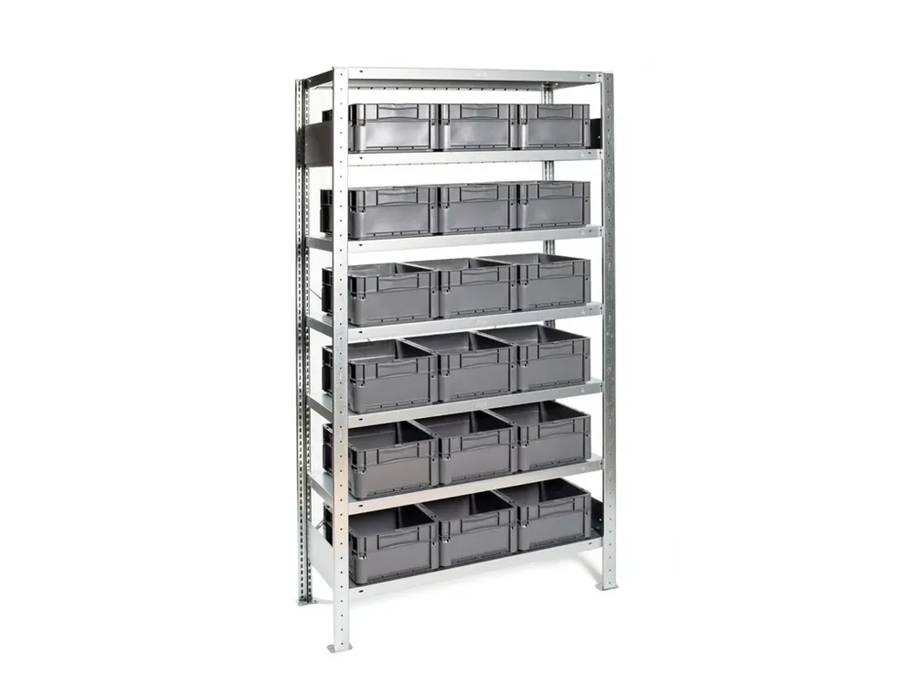Regál s 18 zásuvnými boxy, 200 x 100 x 40 cm | Sleva navíc