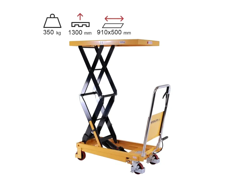 Mobilní hydraulický zvedací stůl, do 350 kg, deska 91 x 50 cm - Skvělá cena