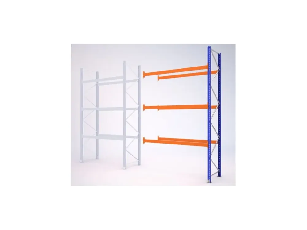Paletový regál, přístavbový, 462,6 x 270 x 110 cm, 9 000 kg, zem + 3 patra, modrý - Premium