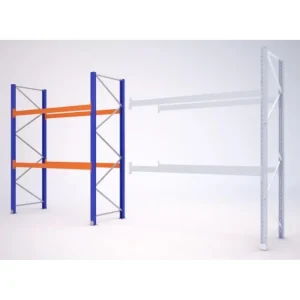 Zvýhodněná cena | Paletový regál, základní, 336,6 x 180 x 110 cm, 5 200 kg, zem + 2 patra, modrý