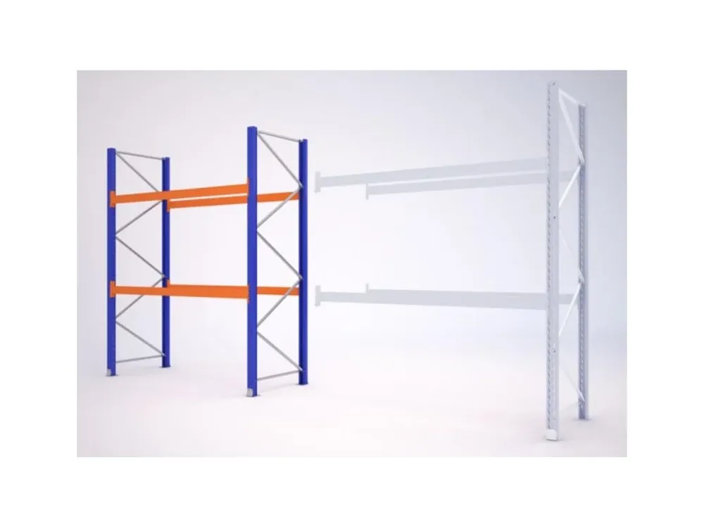 Poslední kus | Paletový regál, základní, 273,6 x 180 x 75 cm, 5 200 kg, zem + 2 patra, modrý