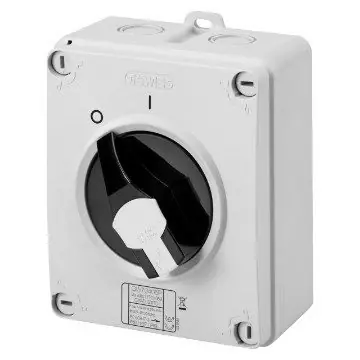 GEWISS GW70404P Vačkový spínač, ovládací verze, 32A 2P, IP66/67/69, černá páčka - Oblíbený produkt