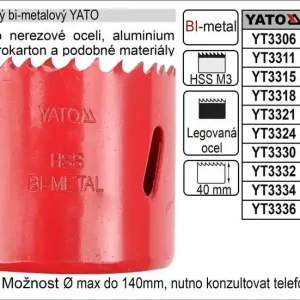 Výborné hodnocení | Pilový vrták do kovu korunkový bimetalový vyřezávací 76mm YATO