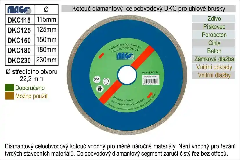 Nabídka | Kotouč diamantový celoobvodový pro úhlové brusky DKC150