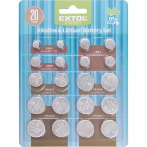 Skvělé hodnocení - EXTOL ENERGY baterie alkalické a lithiové, sada 20ks 42057