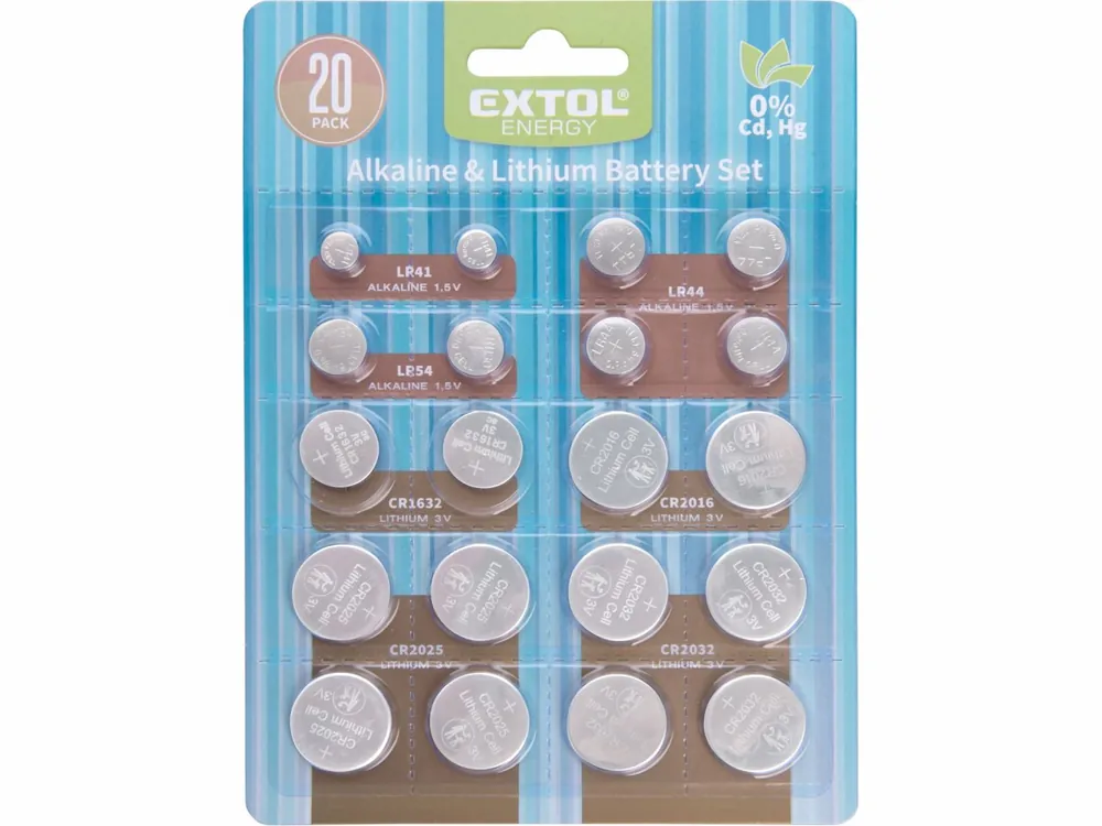 Skvělé hodnocení - EXTOL ENERGY baterie alkalické a lithiové, sada 20ks 42057