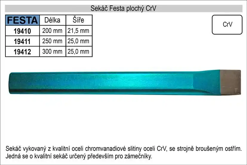 Sekáč plochý Festa CrV 500x25mm | Premium