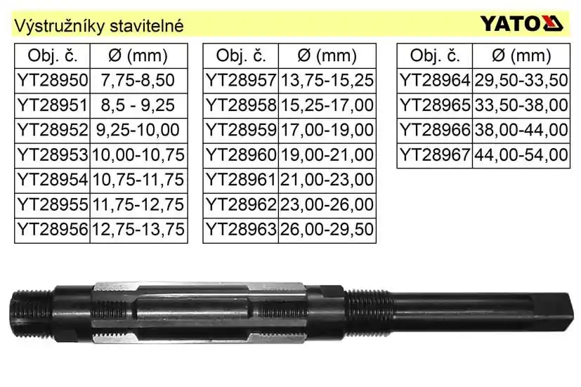 Nově přidáno - YATO Výstružník stavitelný 33,50-38,00mm HSS YT-28965