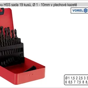 Vrtáky do kovu HSS 1-10mm sada 19 kusů v plechové kazetě - Skvělá cena