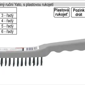Právě dorazilo | Kartáč drátěný ruční ocelový plastový 3 řadý Yato