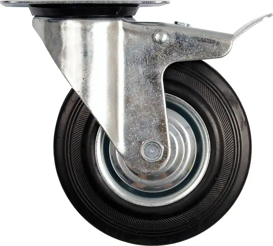 Populární | Kolečko otočné s brzdou, gumové 100kg 125/34/155mm