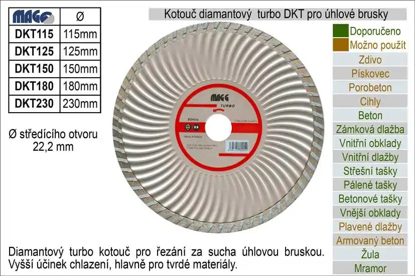Kotouč diamantový turbo pro úhlové brusky DKT150 | Rychlá doprava
