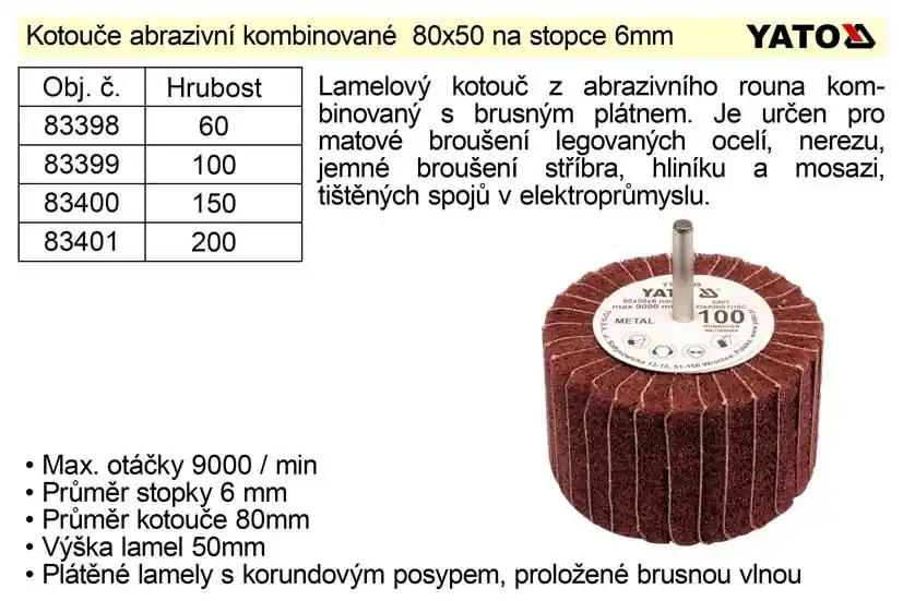 Brusný kotouč stopkový abrazivní kombinovaný 80x50 P-100 - Nejprodávanější