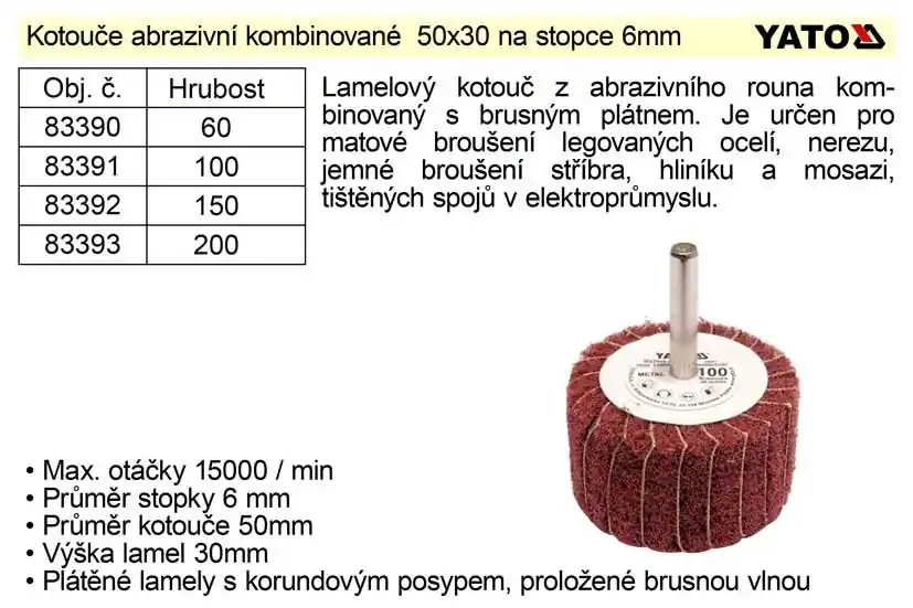 Brusný kotouč stopkový abrazivní kombinovaný 50x30 P-60 | Výhodná cena