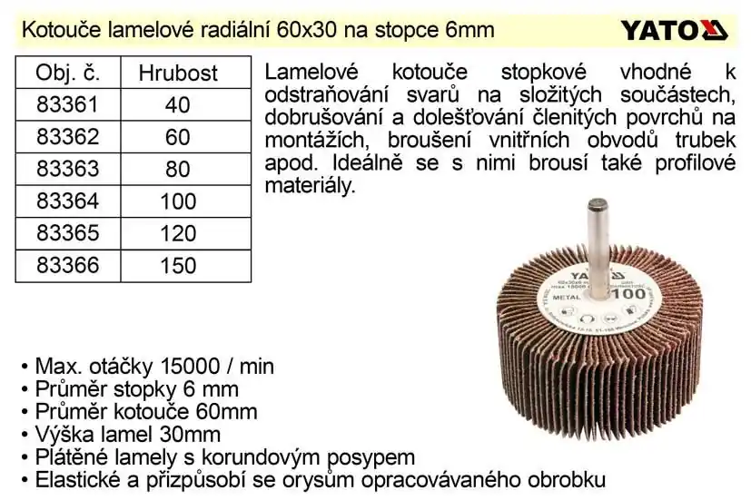 Nejprodávanější - Kotouč lamelový radiální na stopce 60x30 P-100