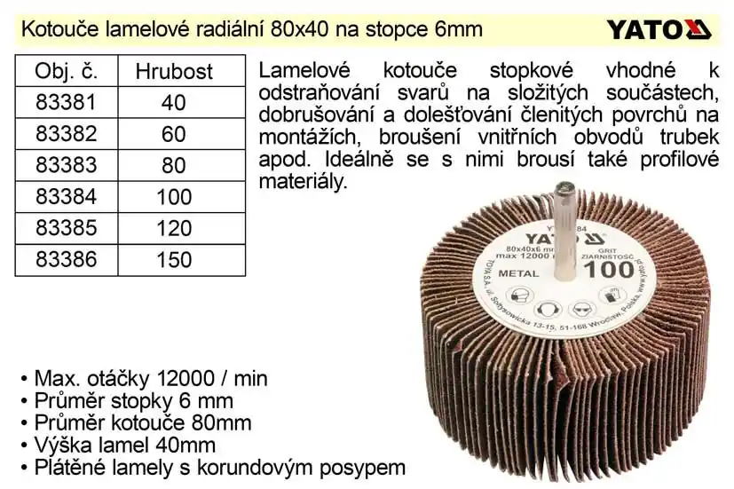 Kotouč lamelový radiální na stopce 80x40 P-150 - Objednejte dnes