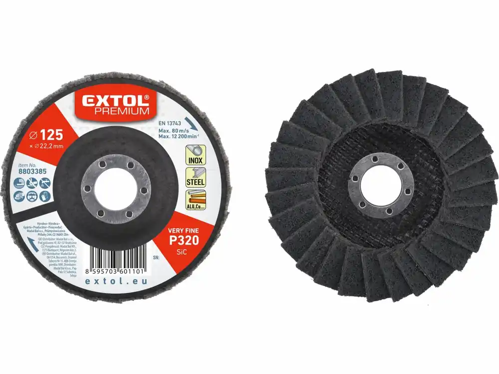 EXTOL PREMIUM Brusný kotouč lamelový z karbidového rouna, 125mm, P320-jemný | Poslední dny akce