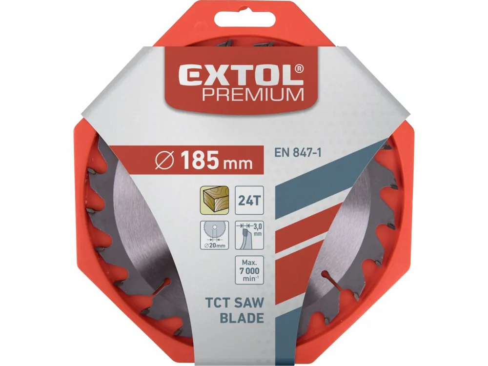 Snížená cena | kotouč pilový s SK plátky, 185x2,2x20mm, 24T, šířka SK plátků 3,2mm, SK, EXTOL PREMIUM