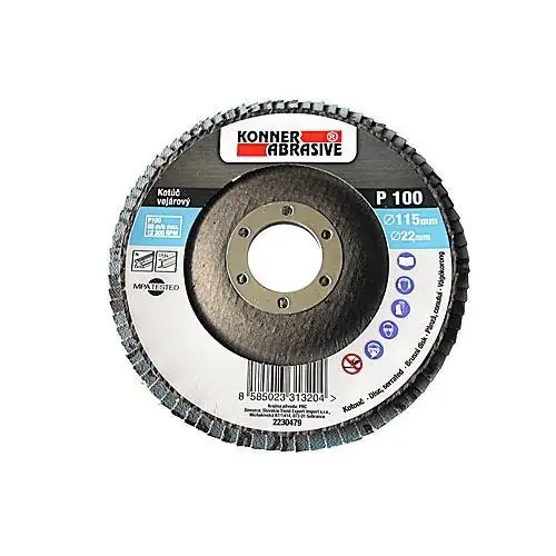 Kotouč brusný lamelový ZIRKON 115mm P60 Konner, na nerez, inox - Velmi populární