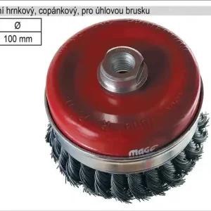 Kartáč rotační hrnkový 100mm copánkový pro úhlovou brusku (TR253135) - K dispozici