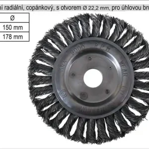Kartáč rotační radiální 150mm copánkový pro úhlovou - Výhodná cena