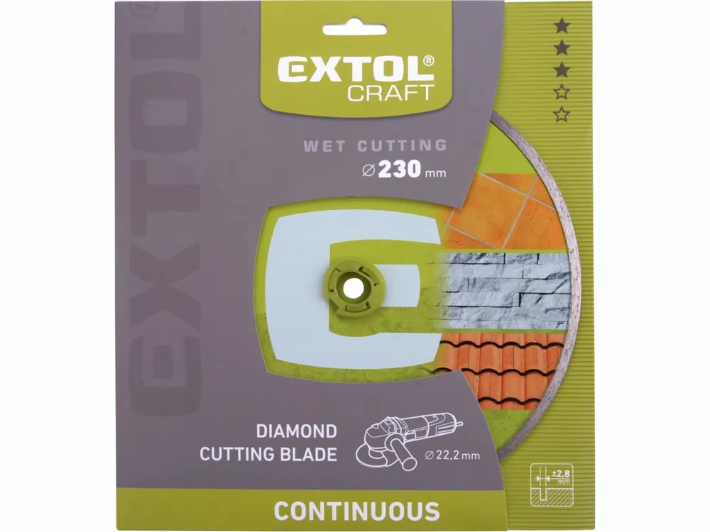 Do vyprodání zásob - kotouč diamantový řezný celoobvodový, 230x22,2mm, mokré řezání, EXTOL CRAFT