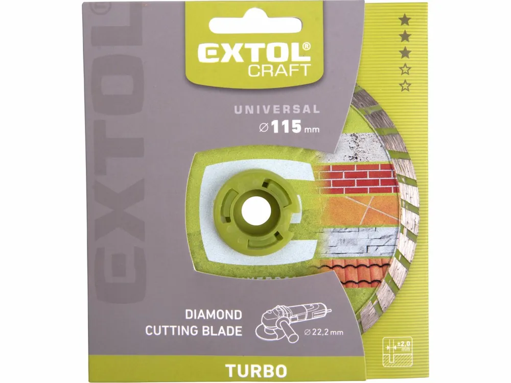 kotouč diamantový řezný turbo, 115x22,2mm, suché i mokré řezání, EXTOL CRAFT - Výhodný nákup