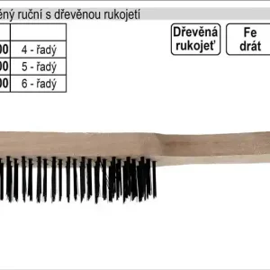 Kartáč drátěný ruční ocelový dřevěný 4 řadý - Expresní doručení