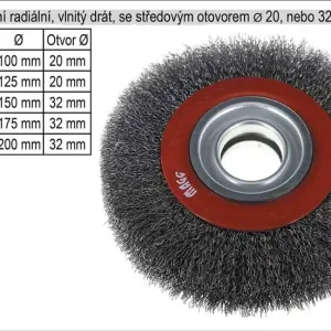 Kartáč rotační radiální 100mm vlnitý drát s otvorem 20mm - Neváhejte