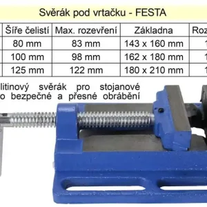 Svěrák na stojanovou vrtačku šíře 100 mm - Doprodej zásob