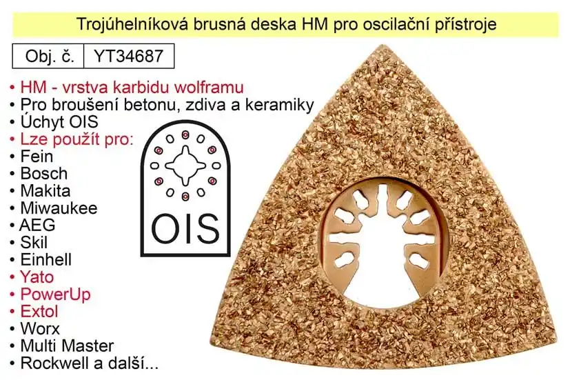 Brusná deska Delta HM oscilační, pro beton, zdivo - Vysoká kvalita