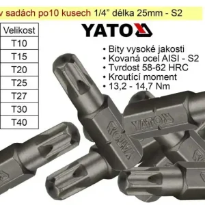 Bit Torx T25x25mm 1/4‘ sada 10 kusů YT-78144 - Nabídka