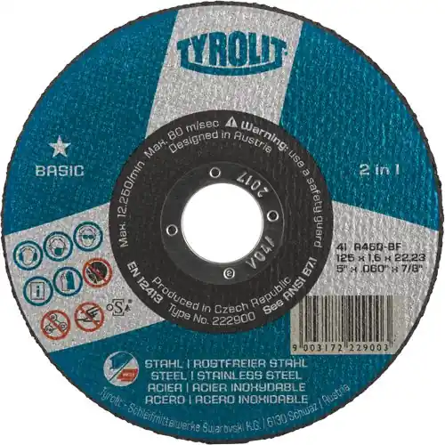 Kotouč řezný na ocel/nerez TYROLIT Basic 125x1,6mm, A46Q-BFB | Snadný nákup