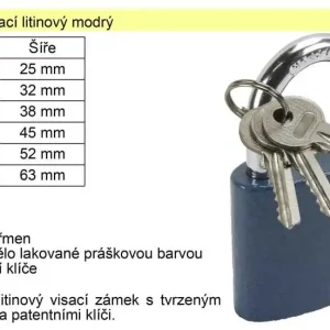 Zámek visací litinový modrý 32 mm - Velmi oblíbený produkt