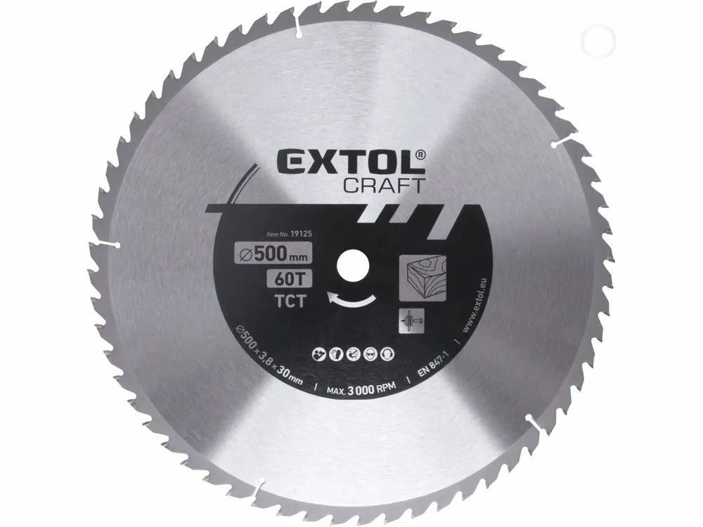 Poslední kus | EXTOL CRAFT kotouč pilový s SK plátky, O 500x3,8x30mm, 60T 19125