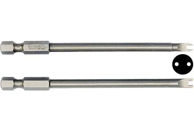 Nízká cena - Bezpečnostní bity, Spanner, ploché, s výřezem, šíře 6 a 10 mm, 1/4" , délky 100 mm, Yato