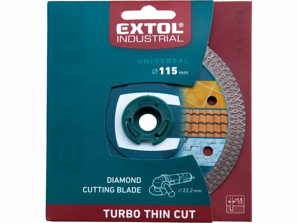 kotouč diamantový řezný turbo Thin Cut, 115x22,2mm, suché i mokré řezání, EXTOL INDUSTRIAL - Ušetřete více