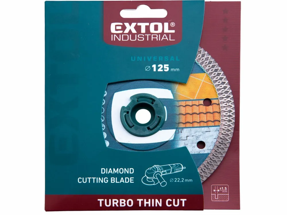 kotouč diamantový řezný turbo Thin Cut, 125x22,2mm, suché i mokré řezání, EXTOL INDUSTRIAL | Novinka v sortimentu