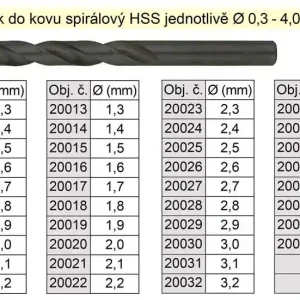 Vrták do kovu HSS 3,2mm - jednotlivě - K dispozici