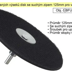 Akční nabídka - Nosič brusných výseků disk se suchým zipem 125mm pro vrtačky s upevněním na šroubek