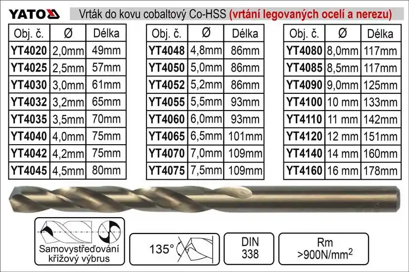 Vrták do kovu HSS-Co cobaltový 3,0 mm, balení 2 kusy - Super nabídka